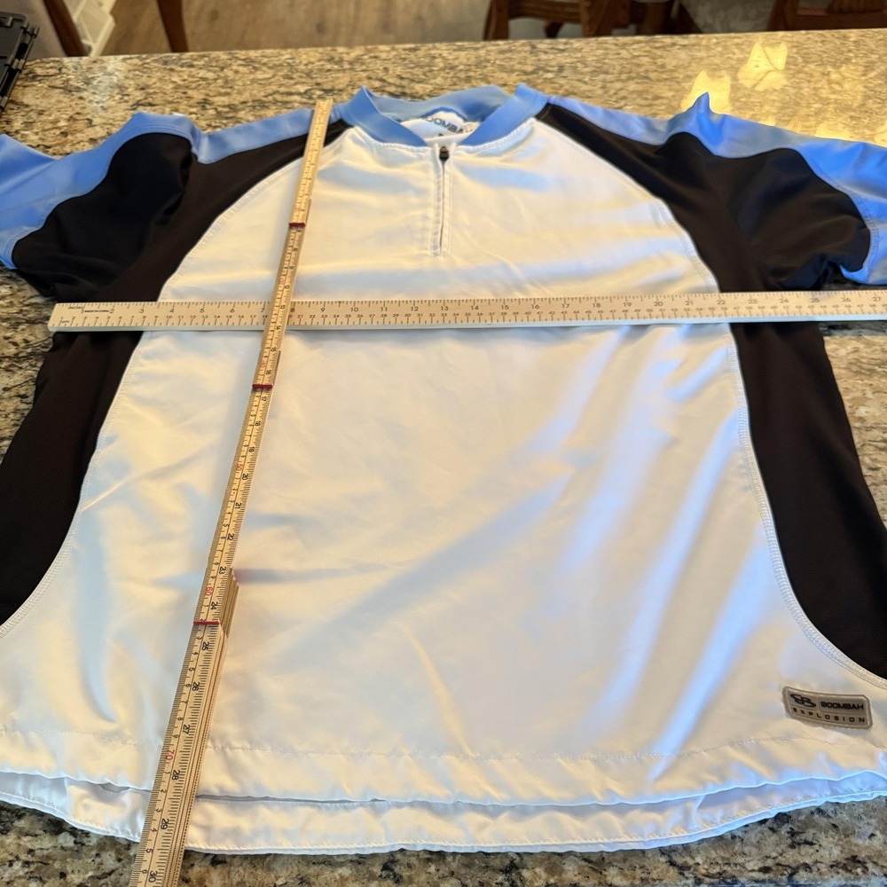 Boombah Pullover Mens Large White Blue Explosion Quarter Zip Windshirt Raglan - Picture 8 of 9